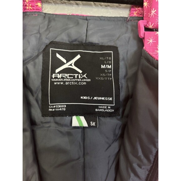NEW Arctix Snow Bib Overalls Kids M 10 12 Waterproof Insulated Ski Fuchsia Stars - Picture 3 of 6